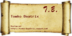 Tomko Beatrix névjegykártya